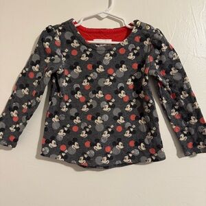 Baby Gap Disney Old School Mickey & Minnie Long Sleeve Grey with Glitter Dots